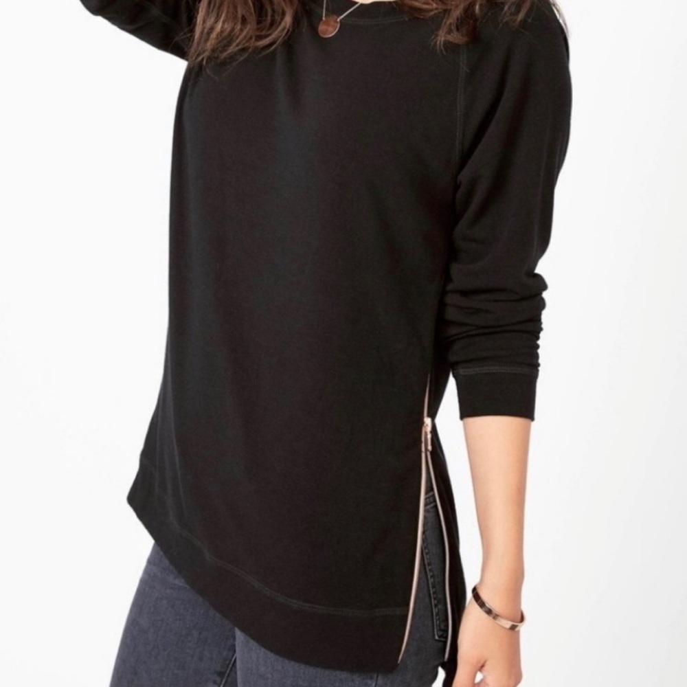 Stella and Dot black pullover-rose gold side zippers